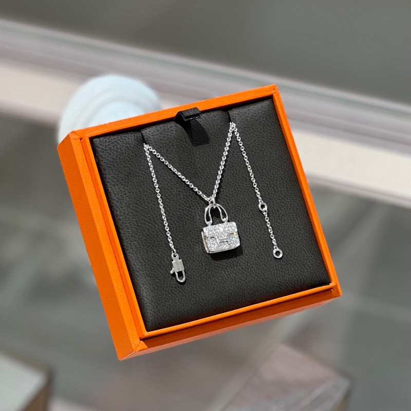 Hermes爱马仕康康白金项链-3