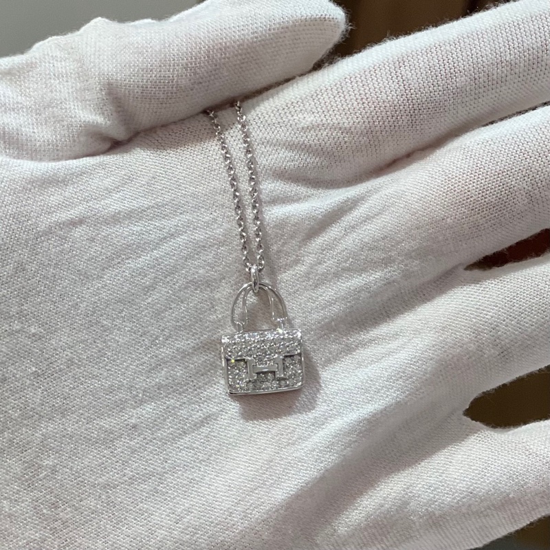 Hermes爱马仕康康白金项链-5