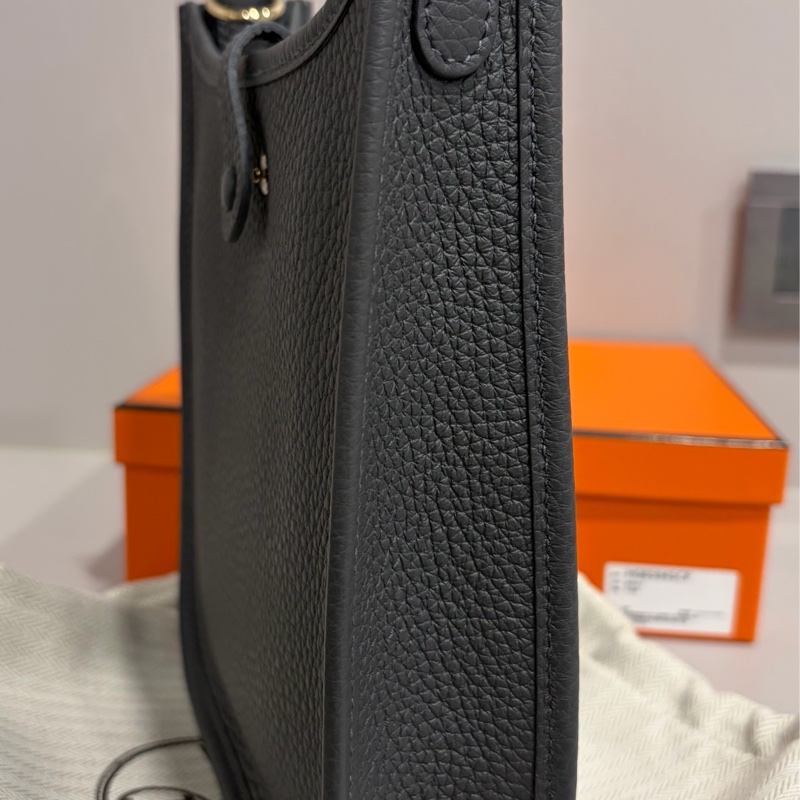 Hermes mini Evelyne 石板灰淡金扣-1