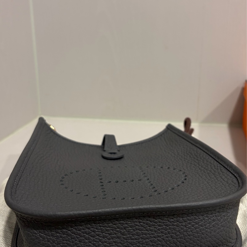 Hermes mini Evelyne 石板灰淡金扣-3