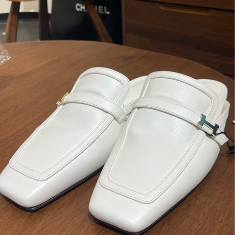 98新 愛馬仕小H扣穆勒鞋Groupie  38.5碼 🈚附件