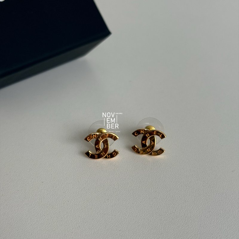 全新✨ Chanel 香奈兒 雙C字母logo金色耳環-0