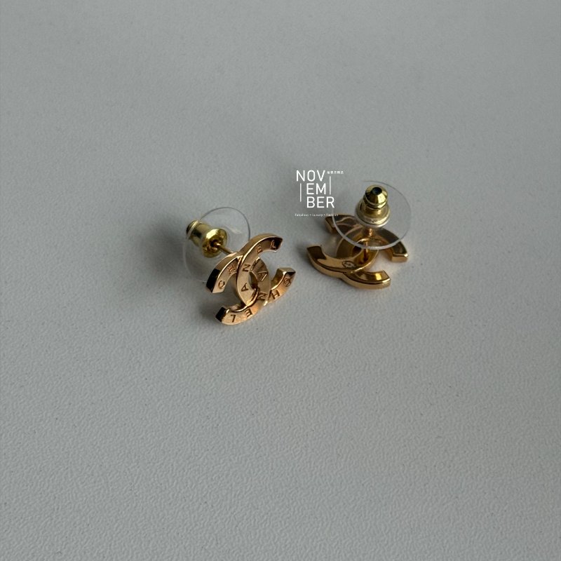 全新✨ Chanel 香奈兒 雙C字母logo金色耳環-2