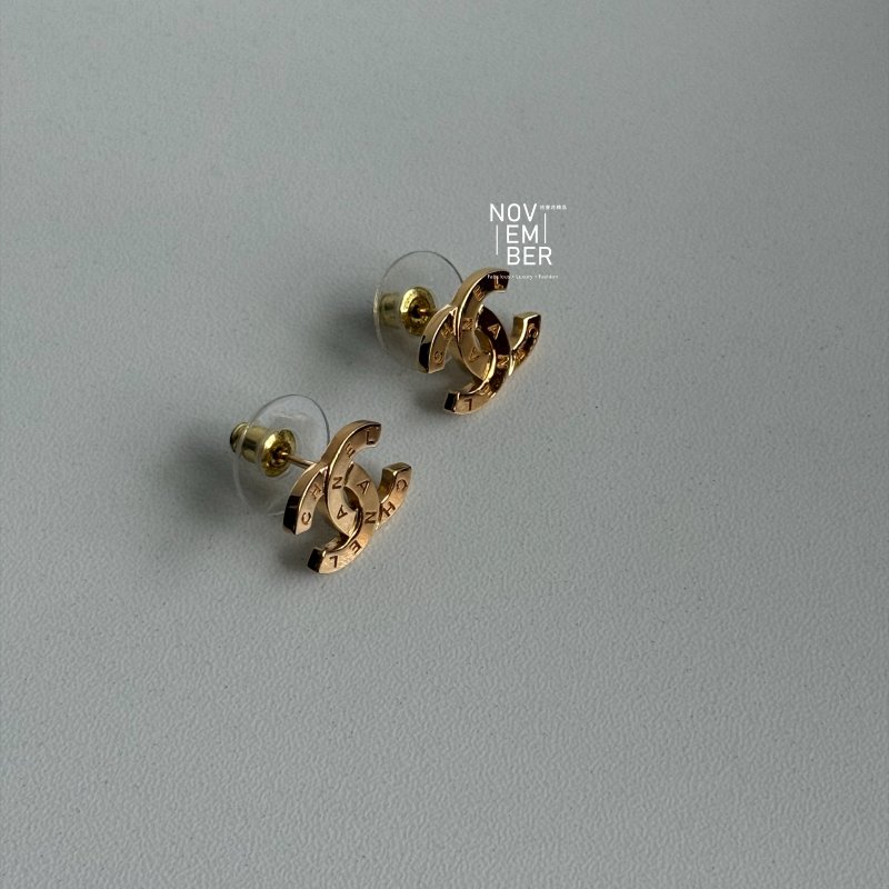 全新✨ Chanel 香奈兒 雙C字母logo金色耳環-3