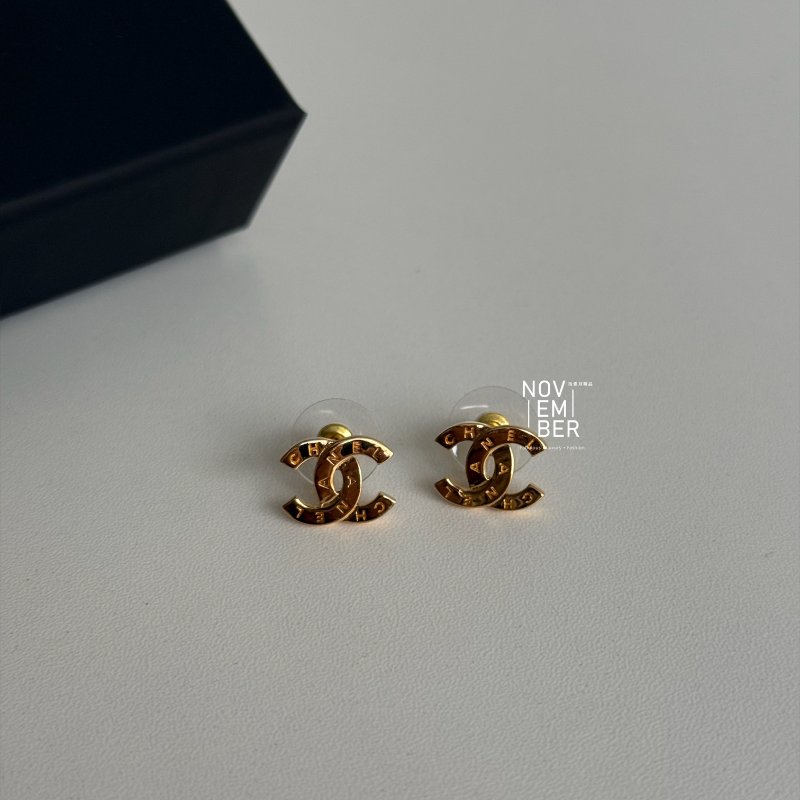 全新✨ Chanel 香奈兒 雙C字母logo金色耳環-4