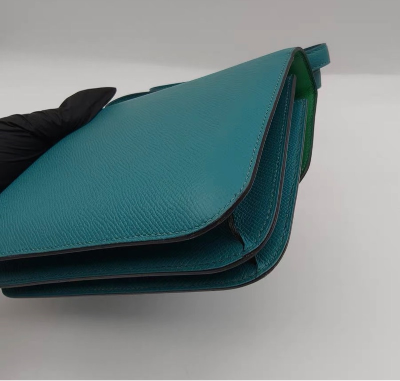 愛馬仕Constance19 康康mini+孔雀藍琺瑯扣+X刻-4