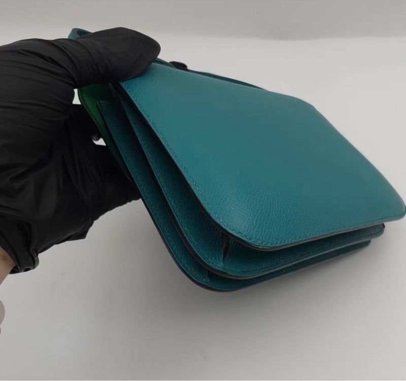 愛馬仕Constance19 康康mini+孔雀藍琺瑯扣+X刻-5