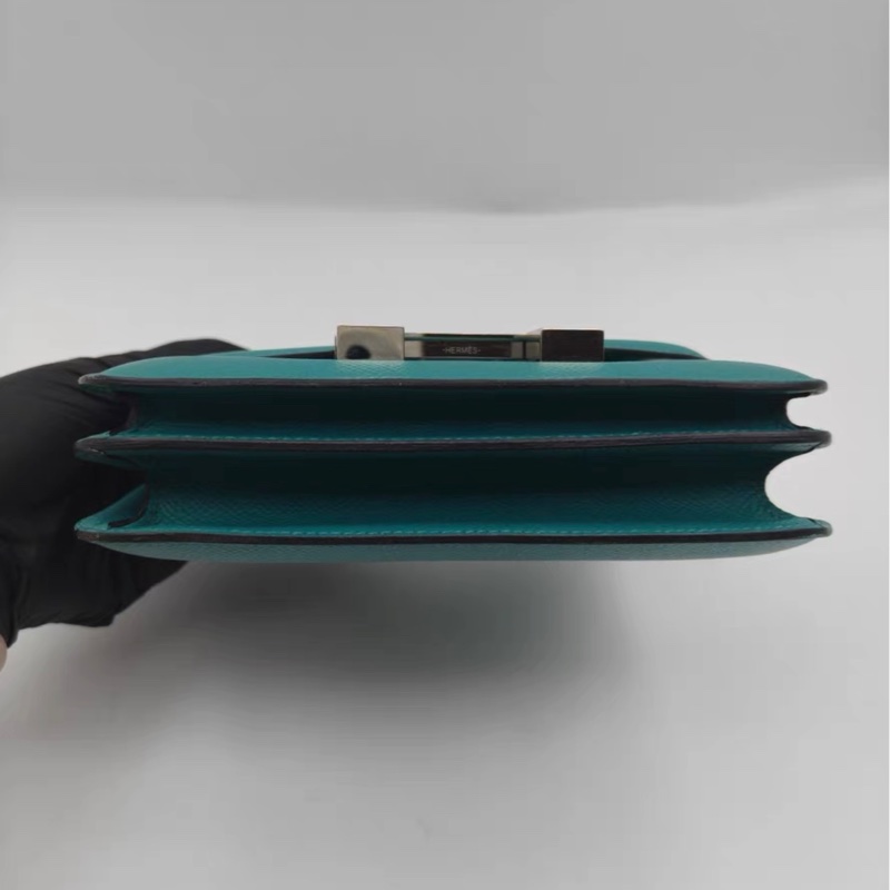 愛馬仕Constance19 康康mini+孔雀藍琺瑯扣+X刻-7