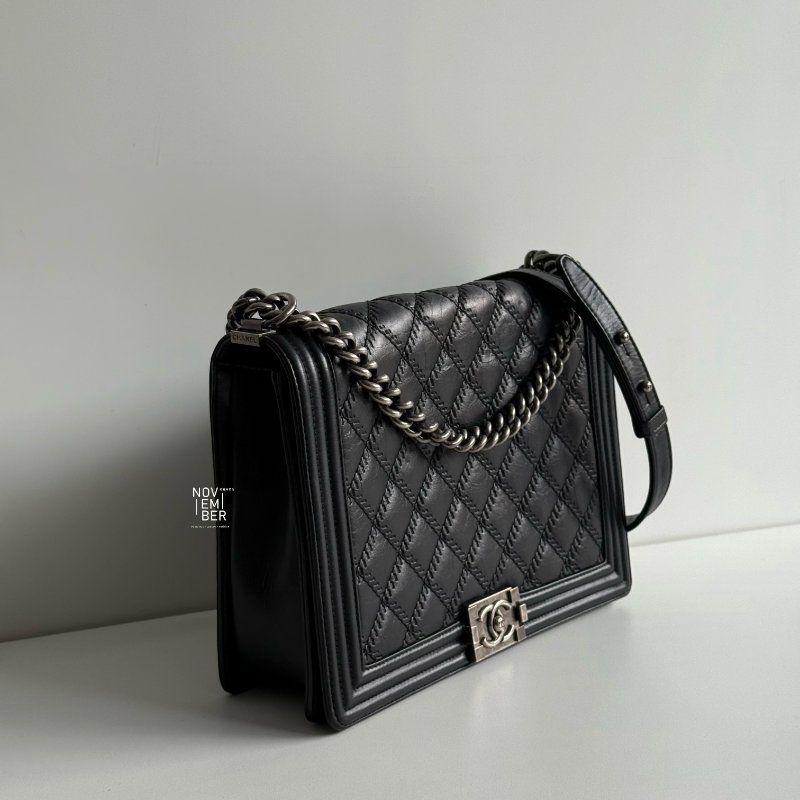 95新🖤 Chanel 香奈兒 Le Boy 30 黑色銀釦-1