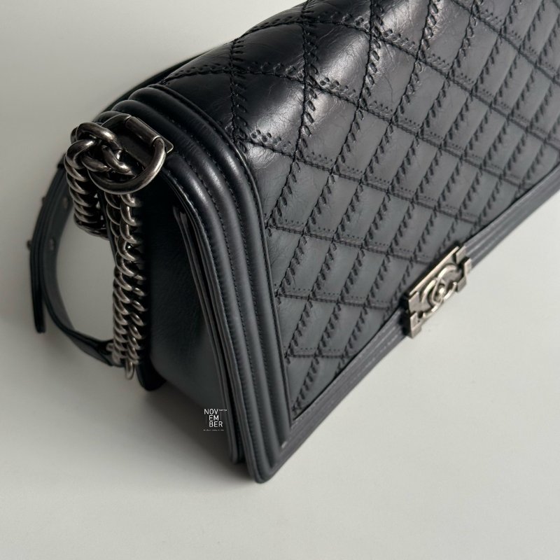 95新🖤 Chanel 香奈兒 Le Boy 30 黑色銀釦-2