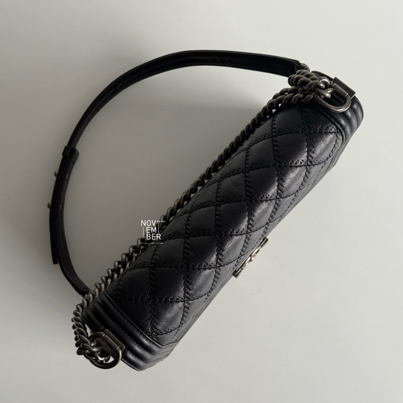 95新🖤 Chanel 香奈兒 Le Boy 30 黑色銀釦-3