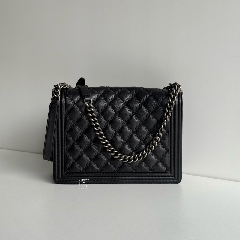 95新🖤 Chanel 香奈兒 Le Boy 30 黑色銀釦-5