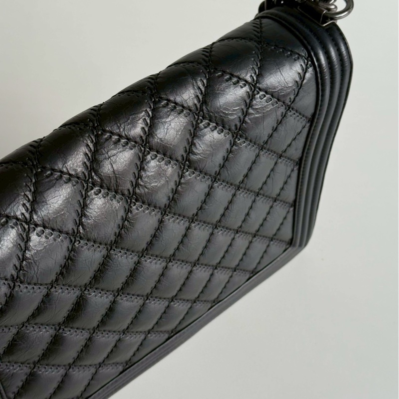 95新🖤 Chanel 香奈兒 Le Boy 30 黑色銀釦-6
