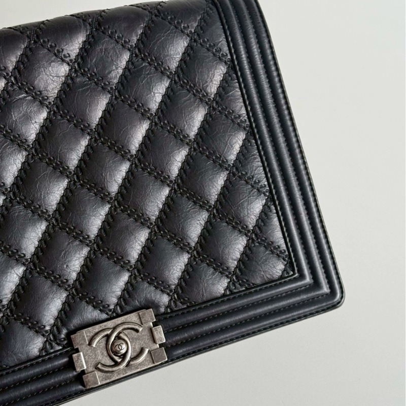 95新🖤 Chanel 香奈兒 Le Boy 30 黑色銀釦-14