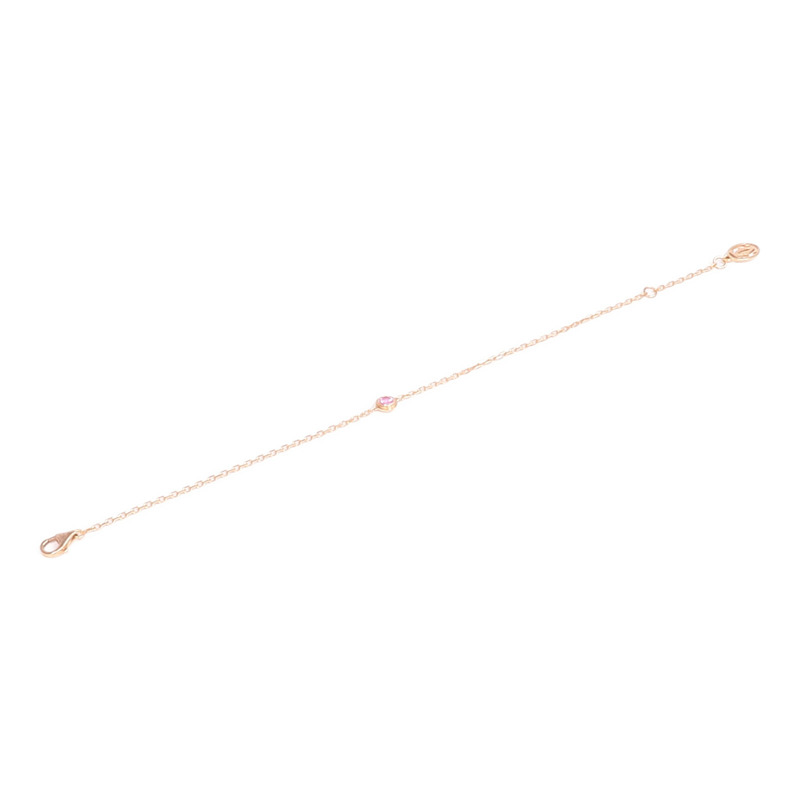 CARTIER 18K玫瑰金d'Amour Bracelet粉紅色藍寶石手鏈-7