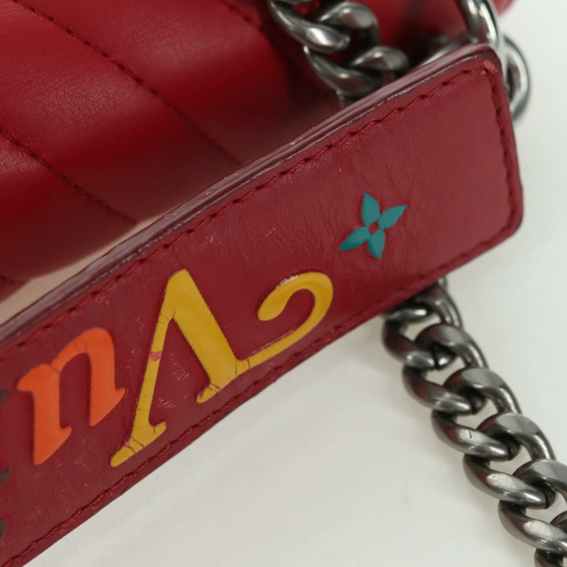 【日本直送】路易威登 New Wave 鏈條包 MM 皮革 2way 紅色 M51943 LV 正品 YKZ1329A-7