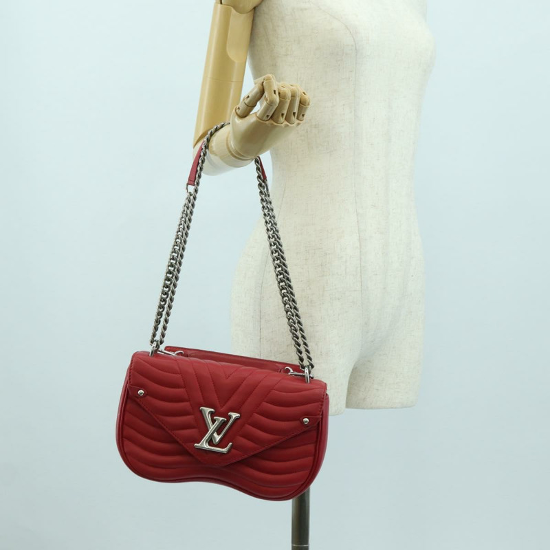 【日本直送】路易威登 New Wave 鏈條包 MM 皮革 2way 紅色 M51943 LV 正品 YKZ1329A-26