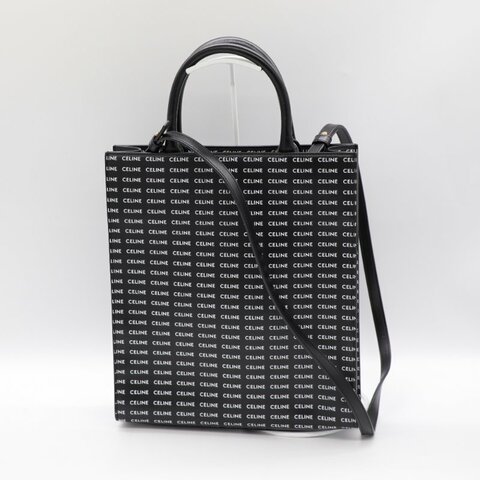 Celine 思琳 琴譜 Tote 黑色皮革 白色印花 手提包 斜挎包