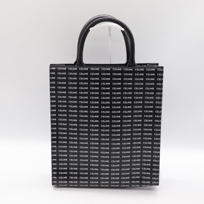 Celine 思琳 琴譜 Tote 黑色皮革 白色印花 手提包 斜挎包-1