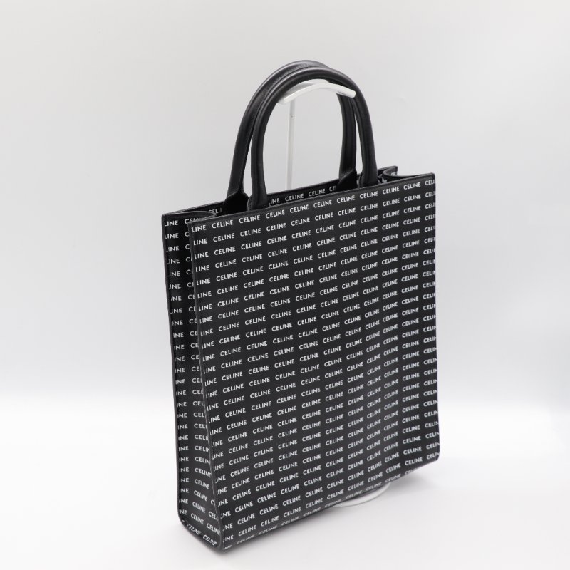 Celine 思琳 琴譜 Tote 黑色皮革 白色印花 手提包 斜挎包-2