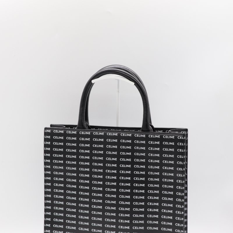 Celine 思琳 琴譜 Tote 黑色皮革 白色印花 手提包 斜挎包-5