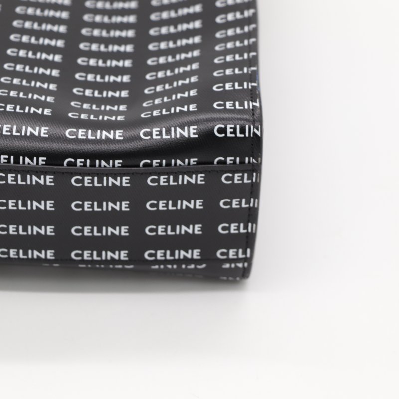 Celine 思琳 琴譜 Tote 黑色皮革 白色印花 手提包 斜挎包-9