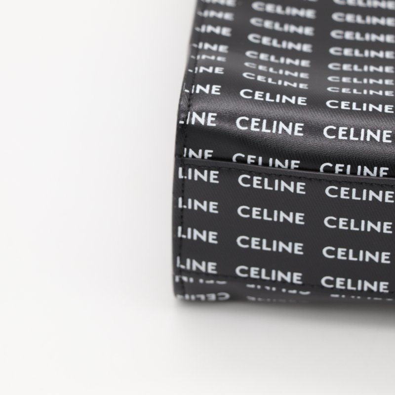 Celine 思琳 琴譜 Tote 黑色皮革 白色印花 手提包 斜挎包-10
