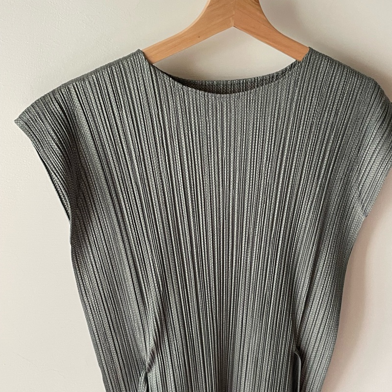 ▪️富貴選物FUGUEI▪️PP   三宅一生果子綠 細菱格紋 長洋裝-7