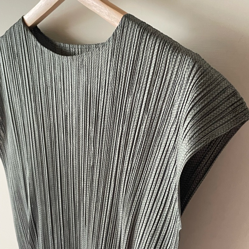 ▪️富貴選物FUGUEI▪️PP   三宅一生果子綠 細菱格紋 長洋裝-8