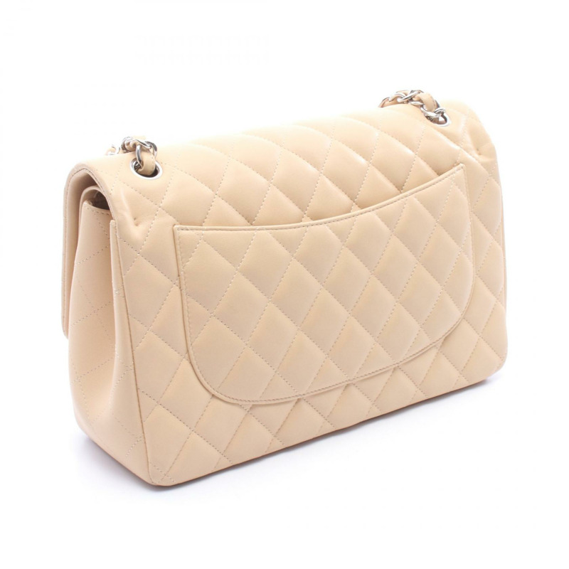 香奈兒 Jumbo Matelasse 30 經典大號 W 翻蓋鏈條單肩背包，羊皮材質，銀色五金-1