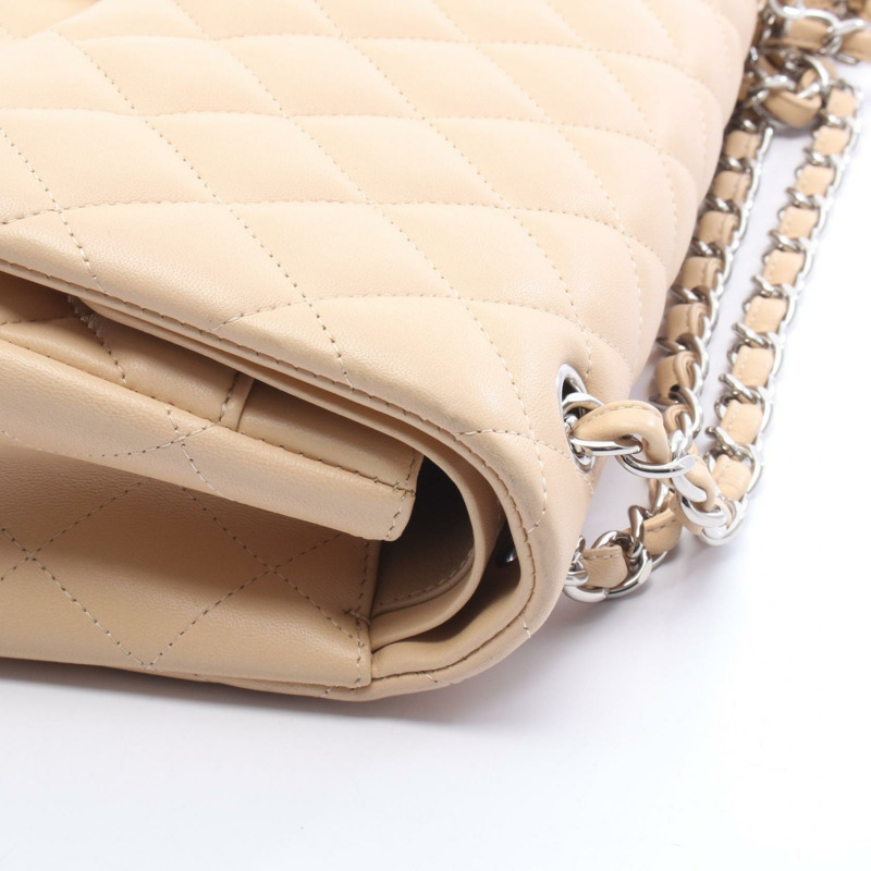 香奈兒 Jumbo Matelasse 30 經典大號 W 翻蓋鏈條單肩背包，羊皮材質，銀色五金-9