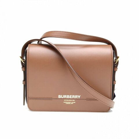 Burberry 棕色牛皮Grace橫板豆腐包肩背包