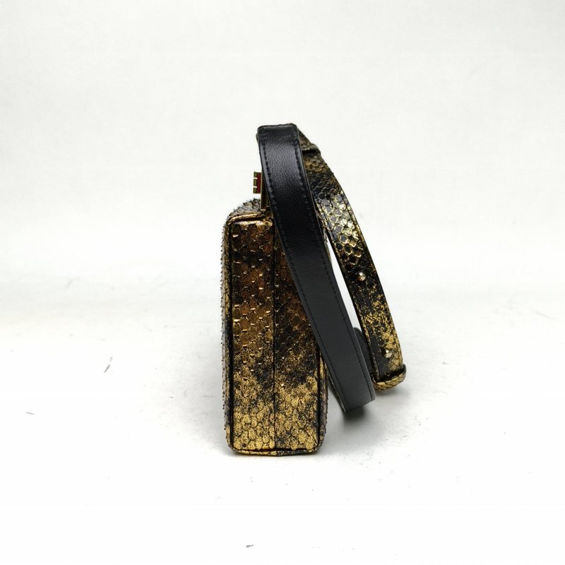 CHANEL 黑金蛇皮26開金扣2.55盒子包肩背包-1