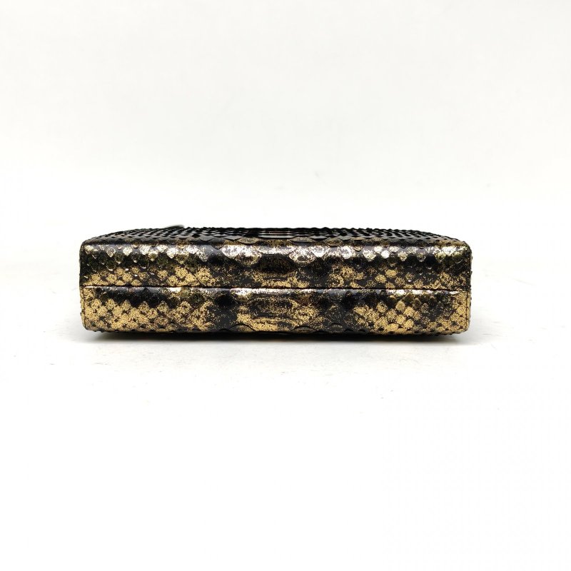 CHANEL 黑金蛇皮26開金扣2.55盒子包肩背包-4