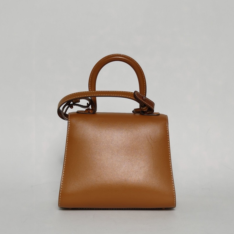 DELVAUX BOX皮BrillantMINI金棕色牛皮玫瑰金扣-2