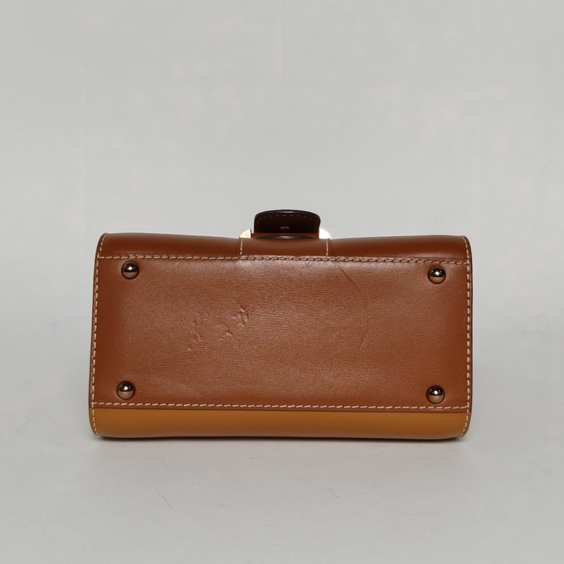 DELVAUX BOX皮BrillantMINI金棕色牛皮玫瑰金扣-3