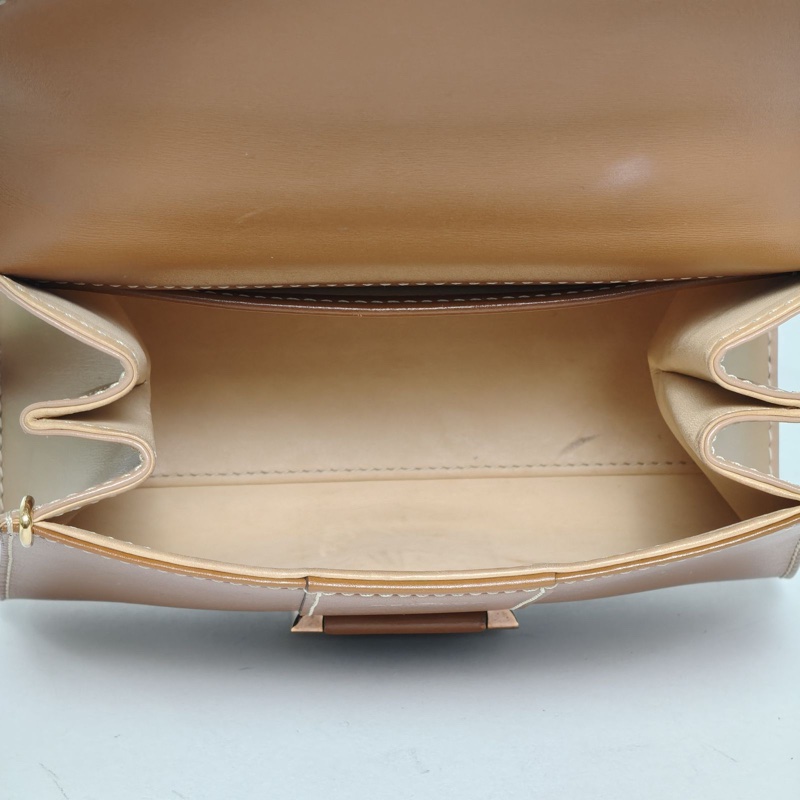 DELVAUX BOX皮BrillantMINI金棕色牛皮玫瑰金扣-4