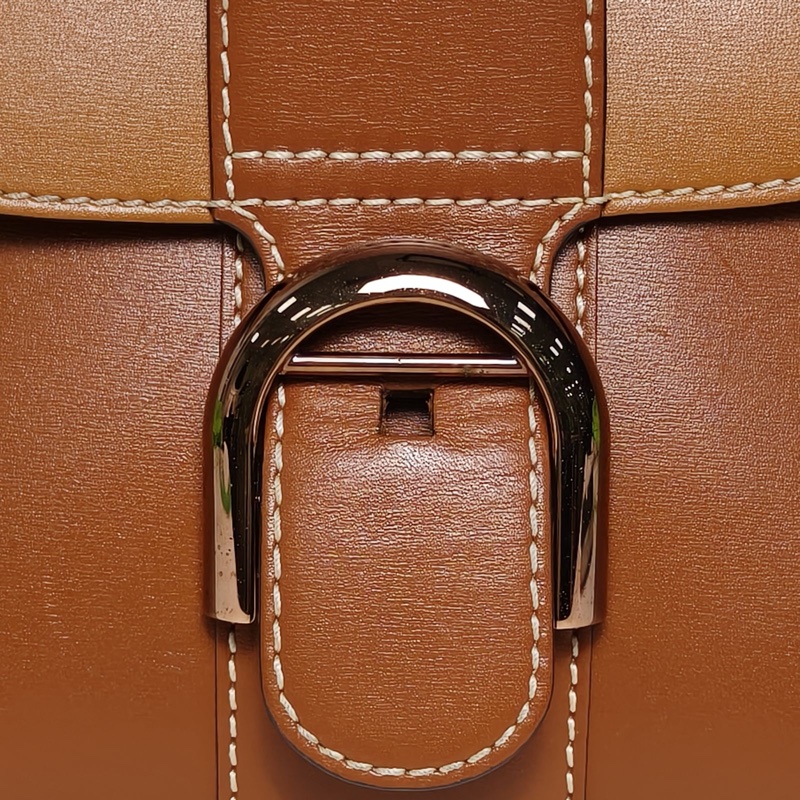 DELVAUX BOX皮BrillantMINI金棕色牛皮玫瑰金扣-5