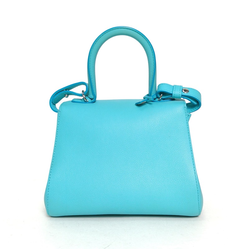DELVAUX BrillantMini20藍色荔枝牛皮銀扣-2