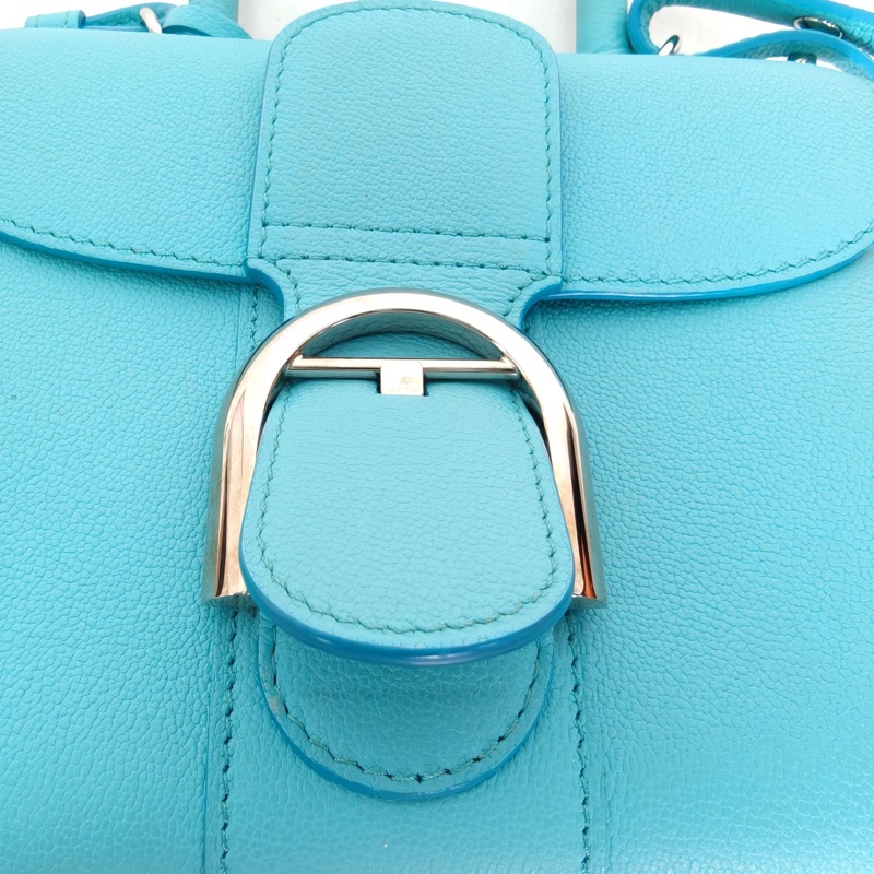DELVAUX BrillantMini20藍色荔枝牛皮銀扣-4