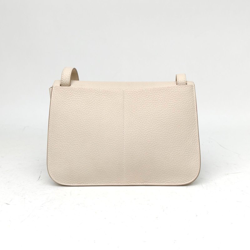 HERMES Halzan25雙提手單肩包奶昔白TC皮U刻銀扣肩背包-2