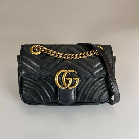 GUCCI 446744  黑Marmont掀蓋包 22CM