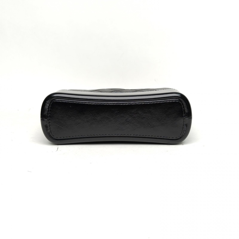 CHANEL GABRIELLE流浪新中號黑色牛皮晶片金銀扣-3