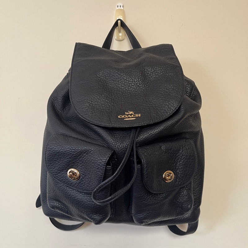 Coach Rucksack 牛皮皮革 海軍藍背包｜二手八成新-0