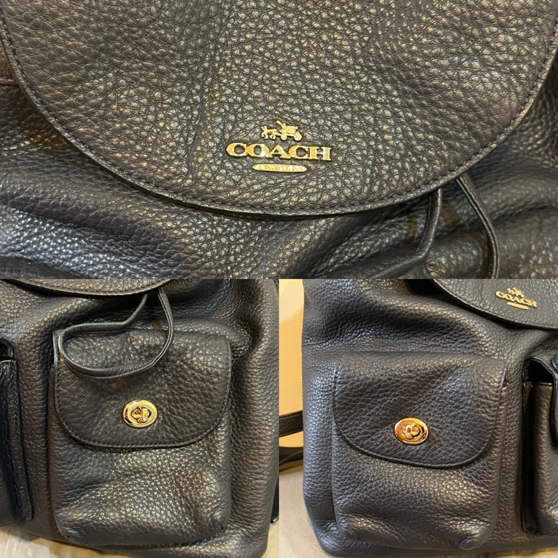 Coach Rucksack 牛皮皮革 海軍藍背包｜二手八成新-8