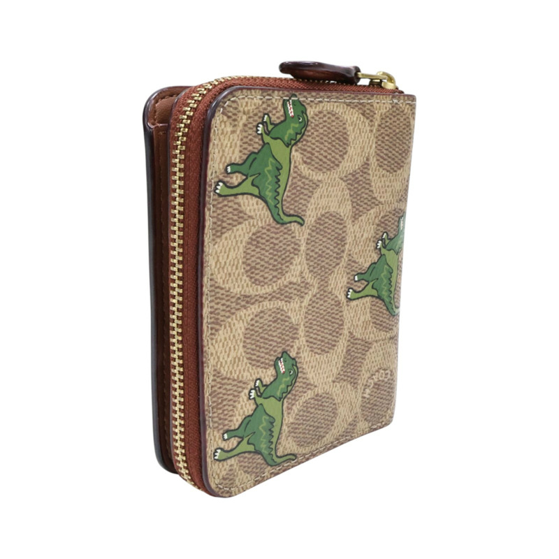 棕色 Signature帆布 Rexy 短夾【COACH 寇馳】-1