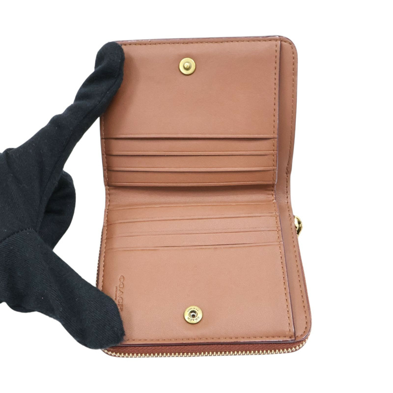 棕色 Signature帆布 Rexy 短夾【COACH 寇馳】-2