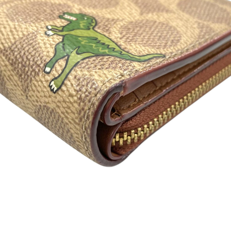 棕色 Signature帆布 Rexy 短夾【COACH 寇馳】-11