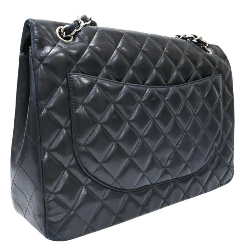 黑色 菱格紋 羊皮 MAXI JUMBO COCO 33 肩背包 銀扣【CHANEL 香奈兒】 A47600-1