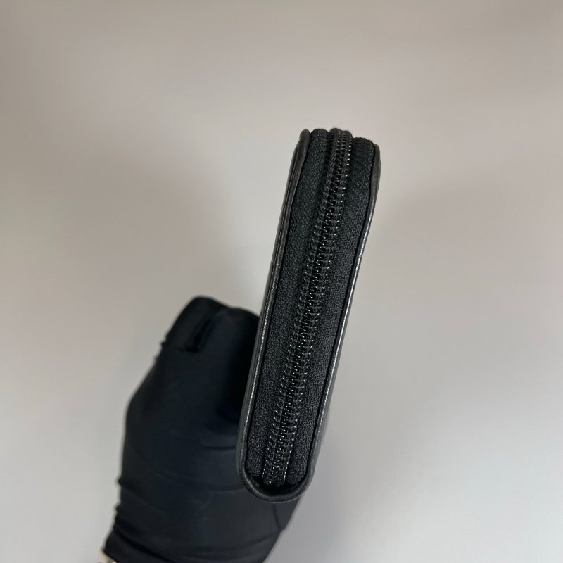 CHANEL 山茶花ㄇ拉長夾 羊皮黑 保卡款14開-3